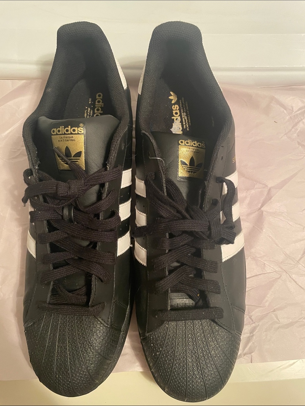 adidas superstar Black & White Men’s Classic Shell-Toe Sneakers size 20
